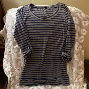 Purple & gray striped 3/4 sleeveblouse